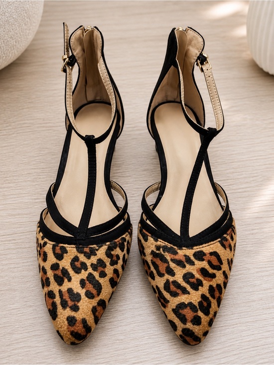 Christian Siriano Shoes - Animal Print Pointed Toe Heels Buckle Elegant Black 9